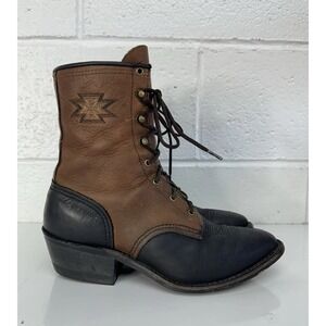 Vintage Abilene Boots Womens 6.5 Brown Leather Western Packer Kiltie Granny